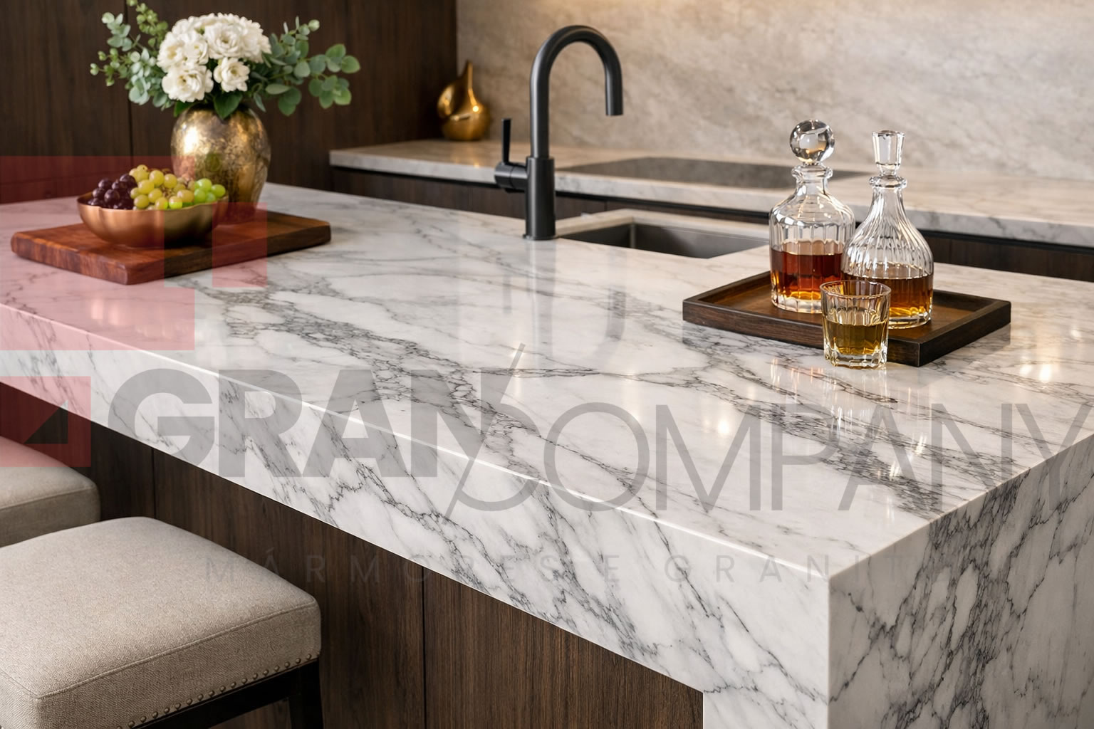 Bancada de mármore elegante - GranCompany Guarulhos